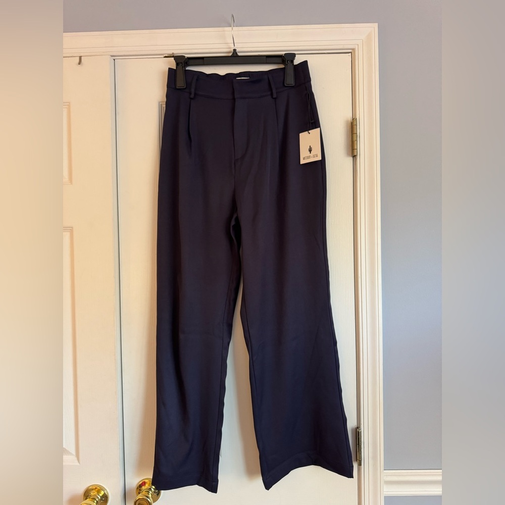 Navy Satin Dress Pants